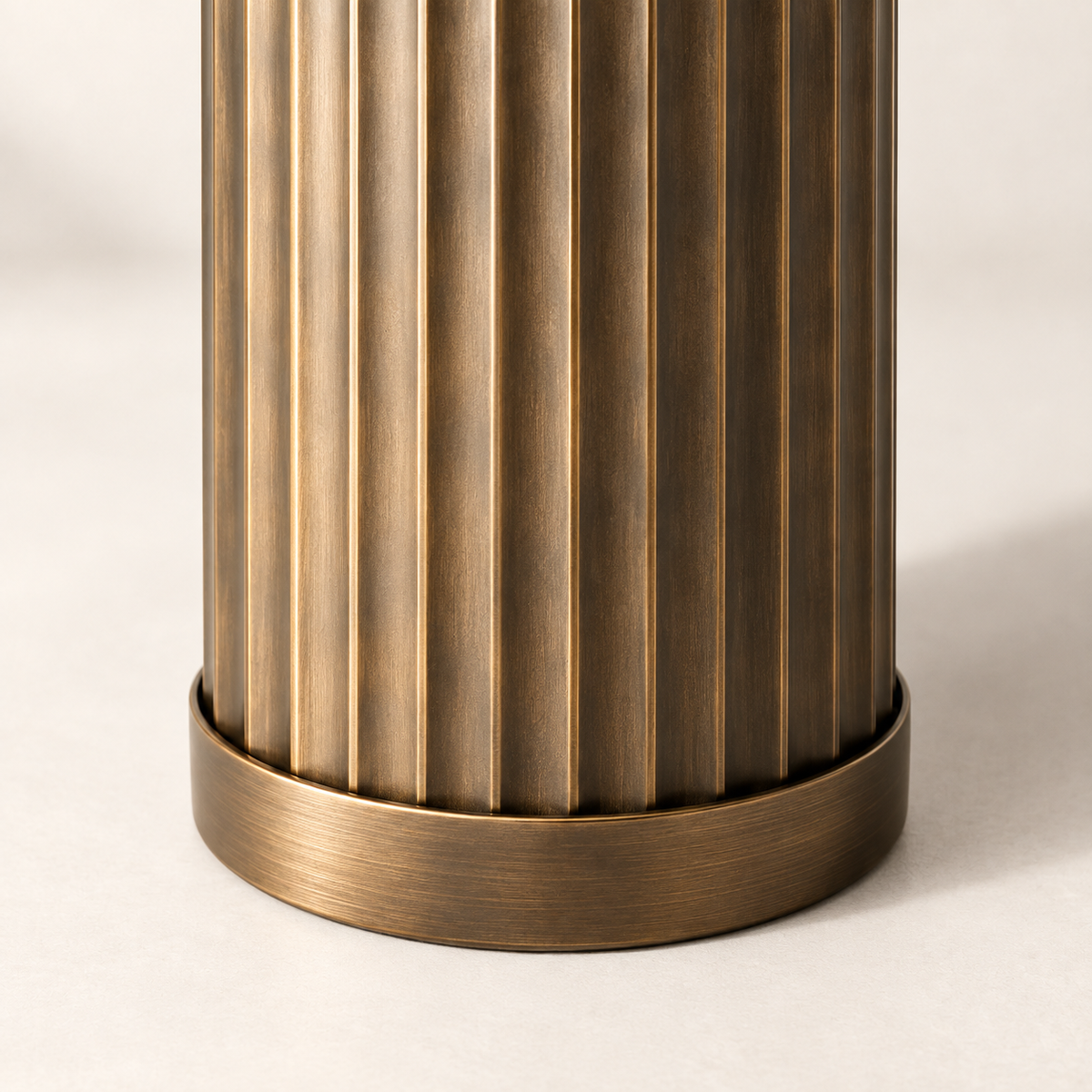 Cove Umbrella Stand detail showing fluted cylindrical form and base tray