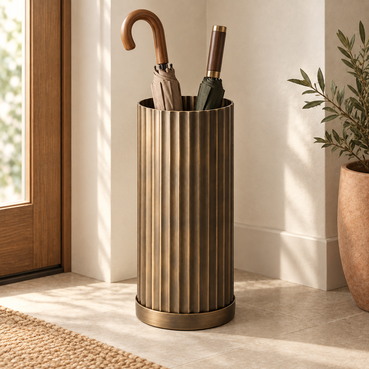 Cove Umbrella Stand shown in a sheltered entry corner