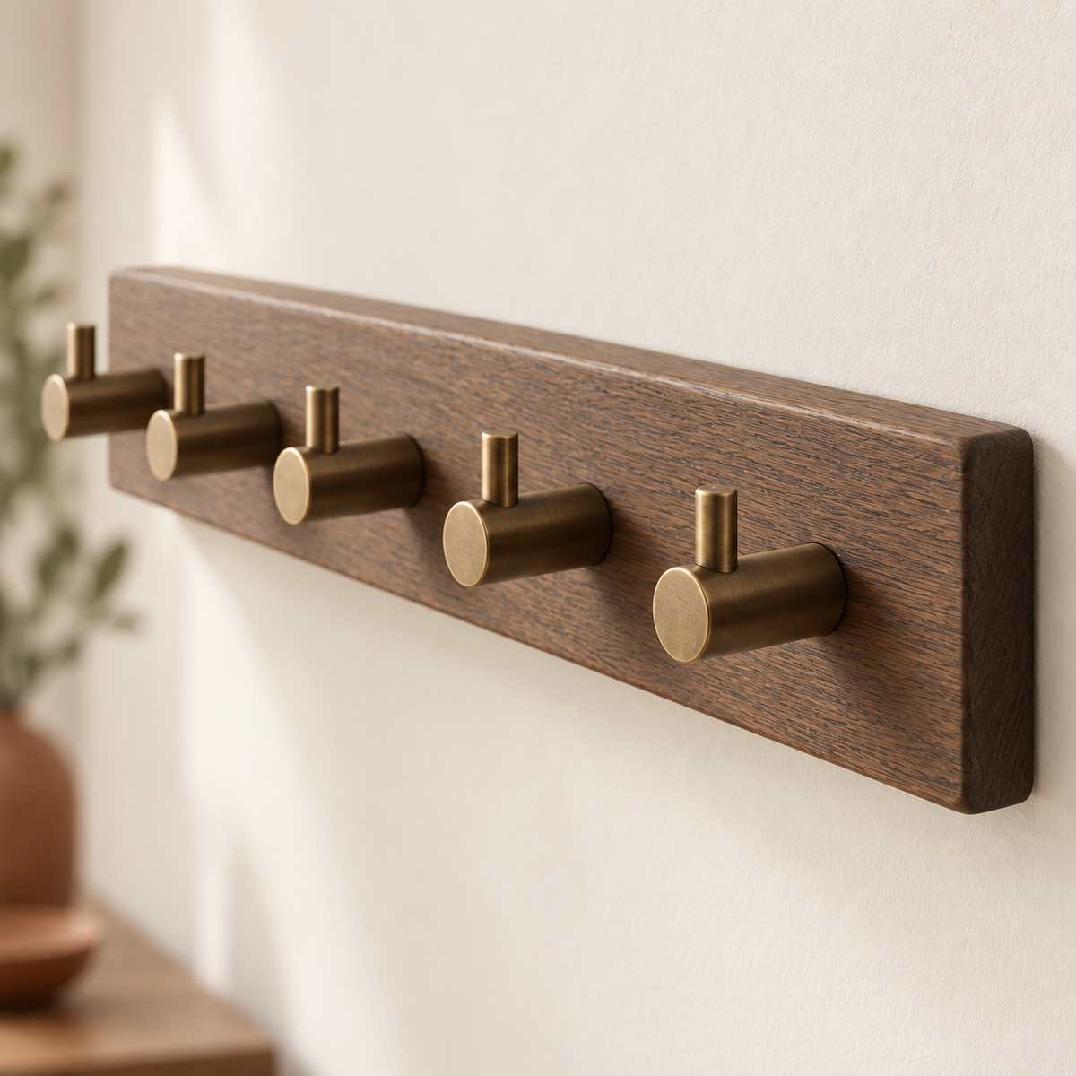 Linea Hook Rail detail showing straight wall rail and metal-tone hooks