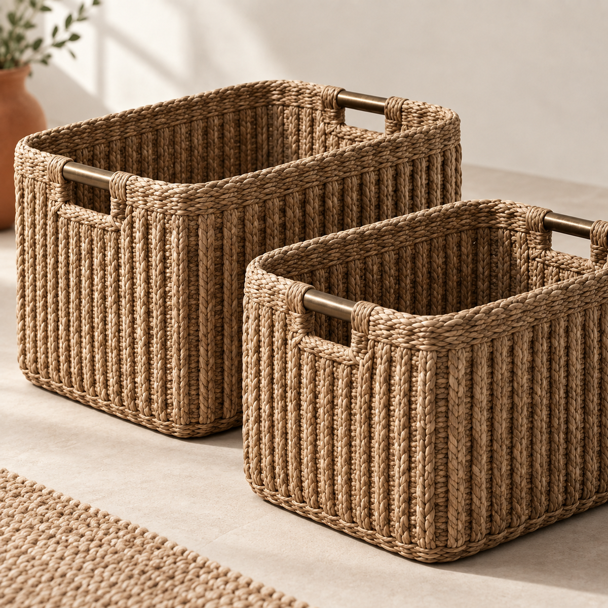 Ridge Storage Basket Pair detail showing paired woven baskets in two sizes
