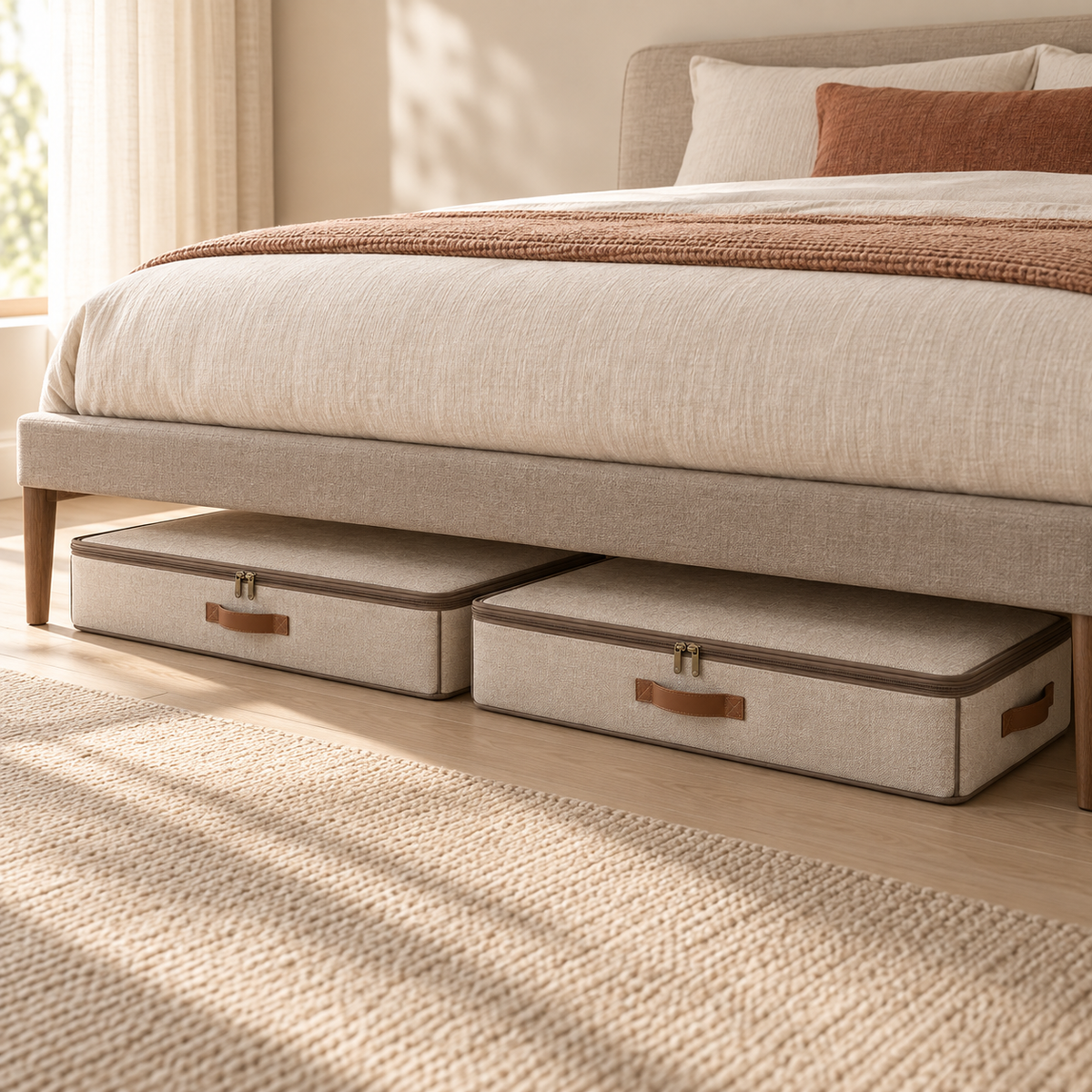 Solace Underbed Storage Pair shown in a underbed space