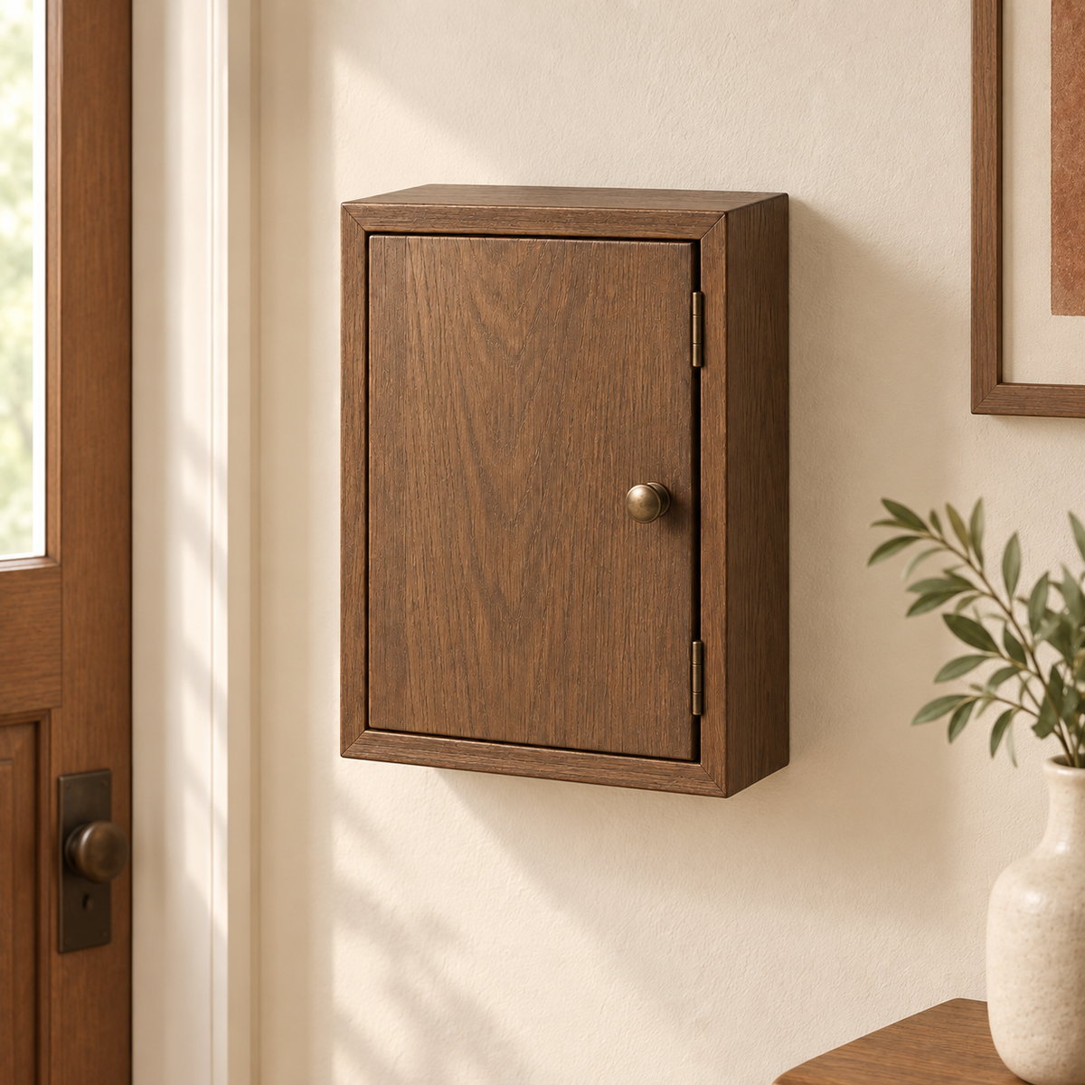 Vale Key Cabinet shown in a entry wall