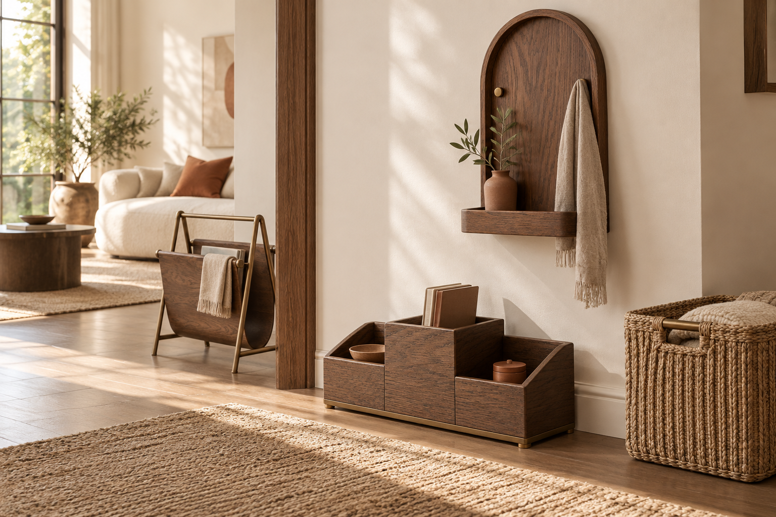 Housvella home interior with considered organization pieces
